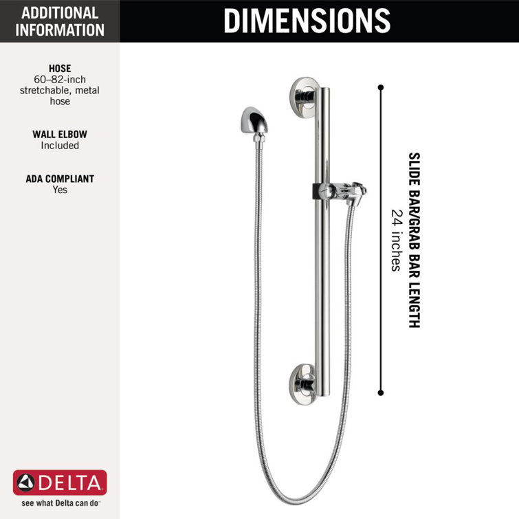 Chrome Adjustable Height Multi-Head Shower Grab Bar