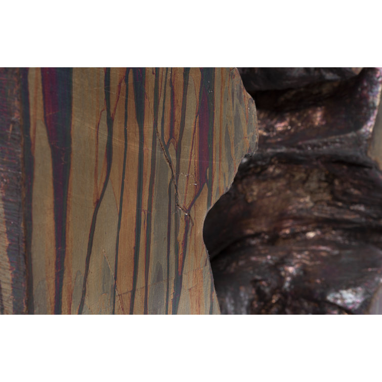 Copper Patina Finish Rectangular Wood and Metal Console Table