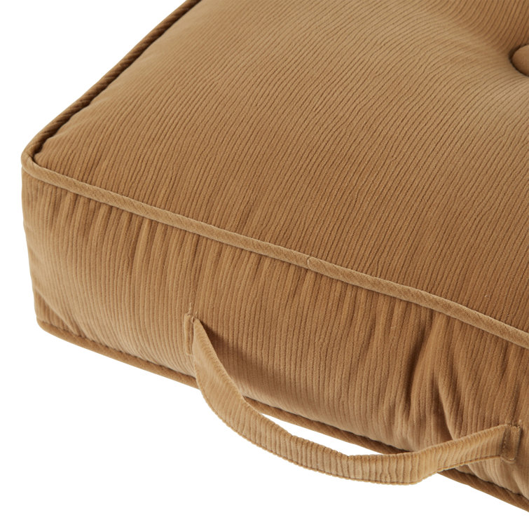 Omaha Buff Microfiber 21" Square Overstuffed Floor Cushion