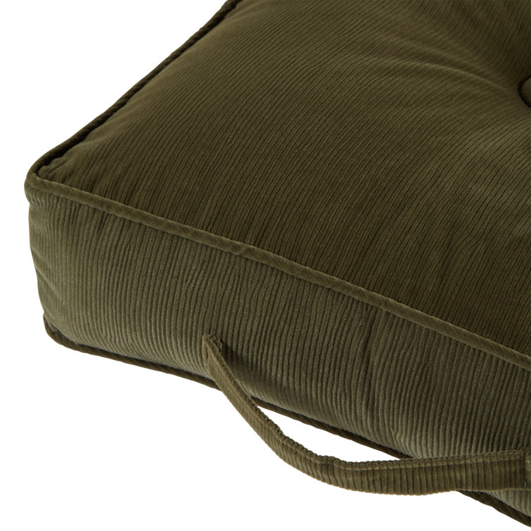 Brown Corduroy Button-Tufted 20" Square Floor Pillow