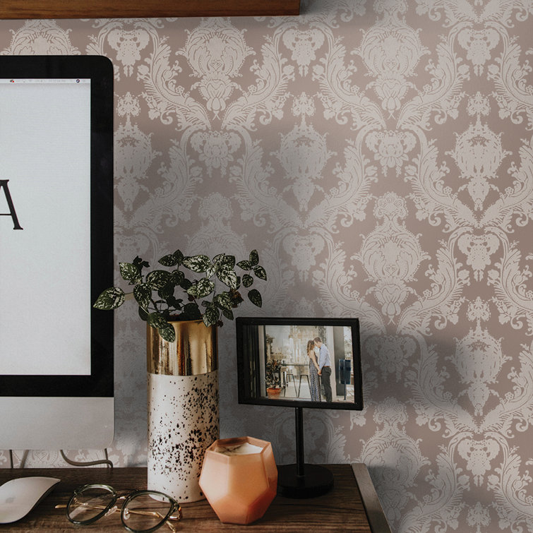 Bisque Damask Self-Adhesive Removable Wallpaper Roll