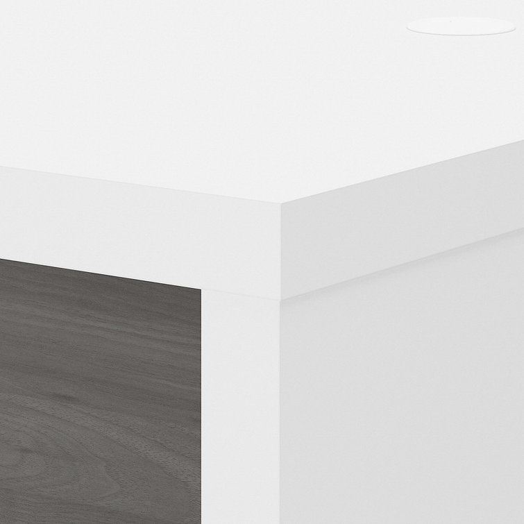 Modern Gray Executive 60" Wood Desk with Filing Cabinet
