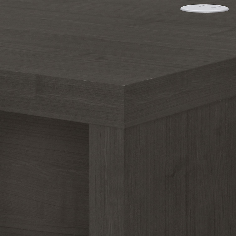 Gray Charcoal Maple L-Shaped Computer Desk with Filing Cabinet