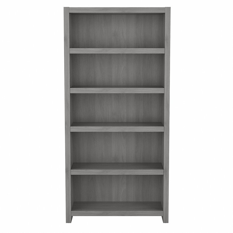 Modern Gray Adjustable 5-Shelf Wooden Bookcase