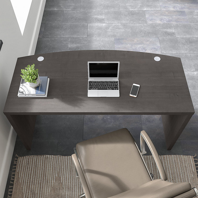 Charcoal Maple 60" Wood Desk with Filing Cabinet