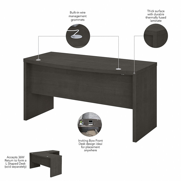Charcoal Maple 60" Wood Desk with Filing Cabinet