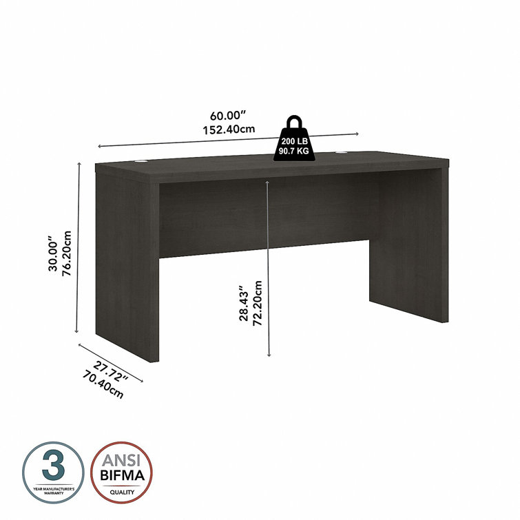 Charcoal Maple 60" Wood Desk with Filing Cabinet