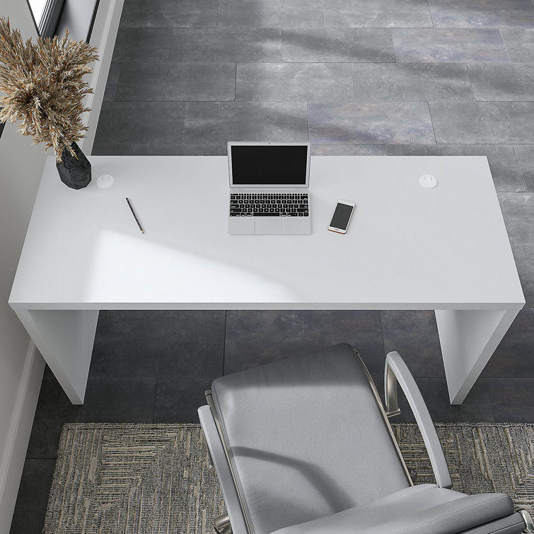 Modern Gray Executive 60" Wood Desk with Filing Cabinet