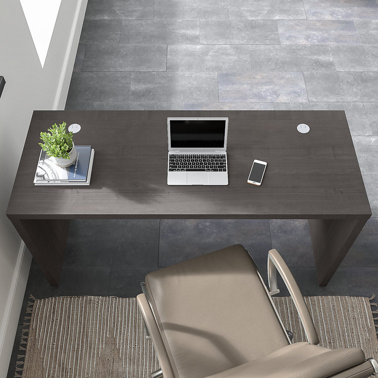 Charcoal Maple 60" Executive Desk with Filing Cabinet