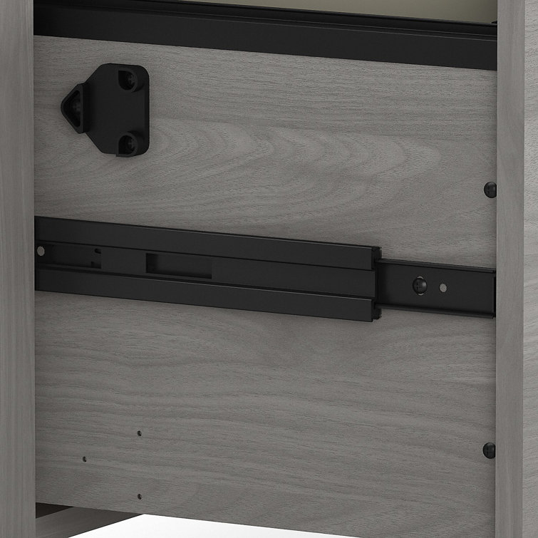 Modern Gray 2-Drawer Lateral File Cabinet with Satin Silver Hardware