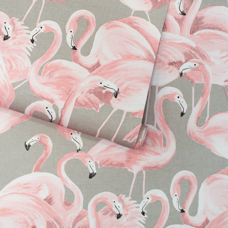 Ballerina Pink Flamingo Vinyl Peel and Stick Wallpaper Roll