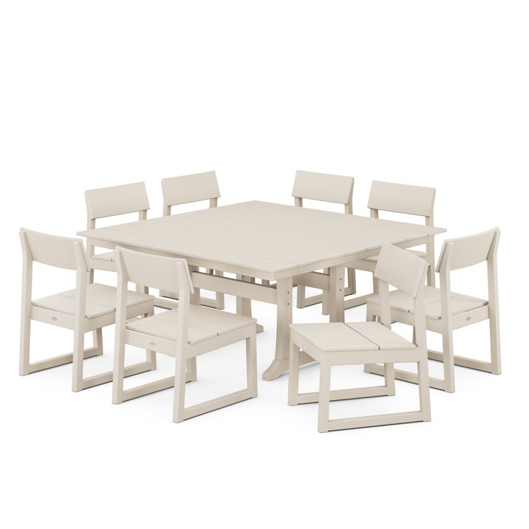 Sand Polypropylene 8-Person Outdoor Dining Set