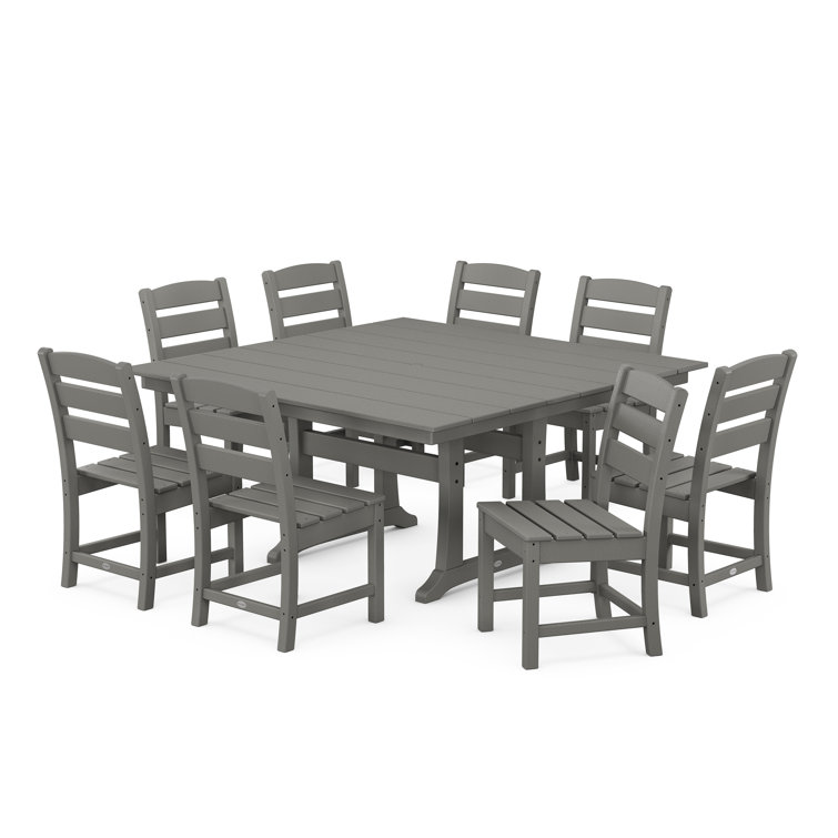 Slate Gray 8-Person Polywood Farmhouse Dining Set