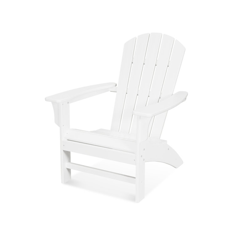 Classic White Durable Weatherproof Adirondack Chair with Arms