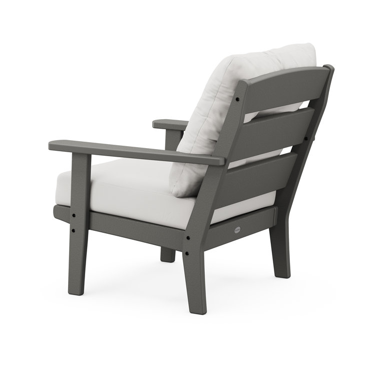 Slate Gray Deep Seating Chair with Natural Linen Cushions