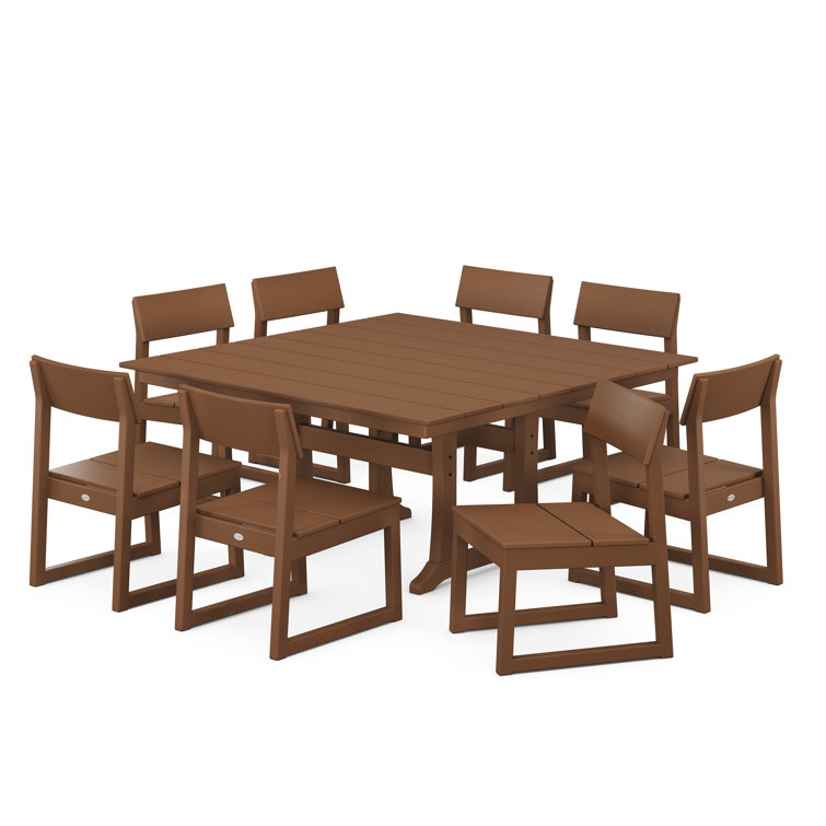 Teak 8-Person Outdoor Dining Set with Rectangular Table