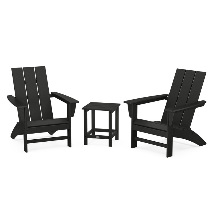 Black Modern 3-Piece Adirondack Set with Side Table