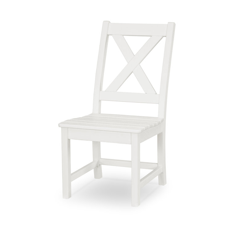 White Armless Cross Back Outdoor Dining Chair