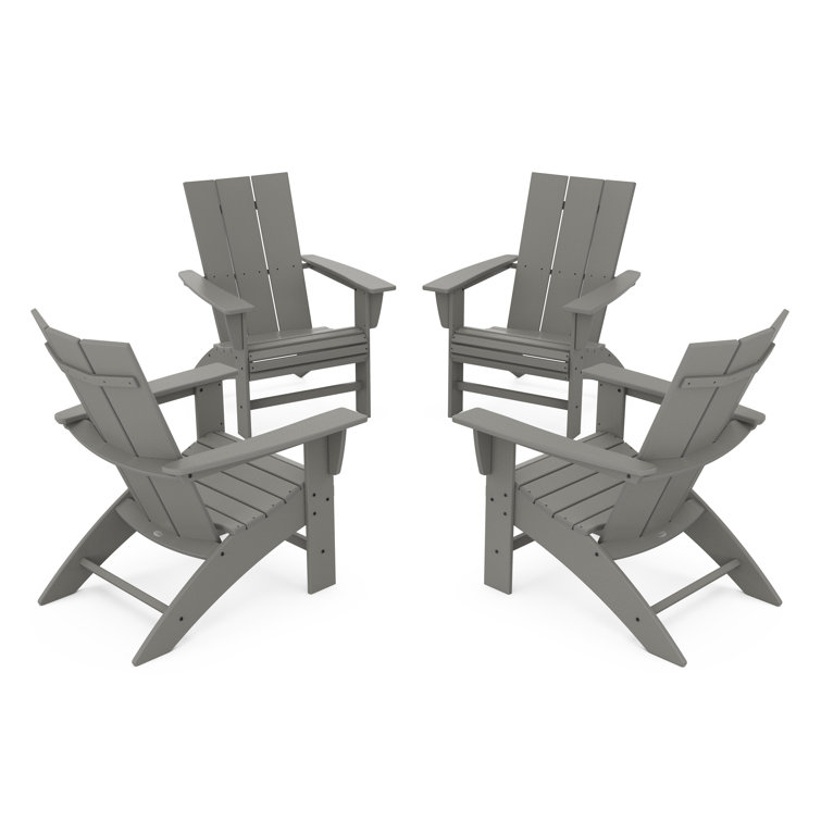 Slate Grey Modern Plastic Adirondack Chair Set with Arms
