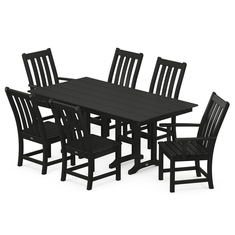Black Recycled Plastic 7-Piece Farmhouse Dining Set
