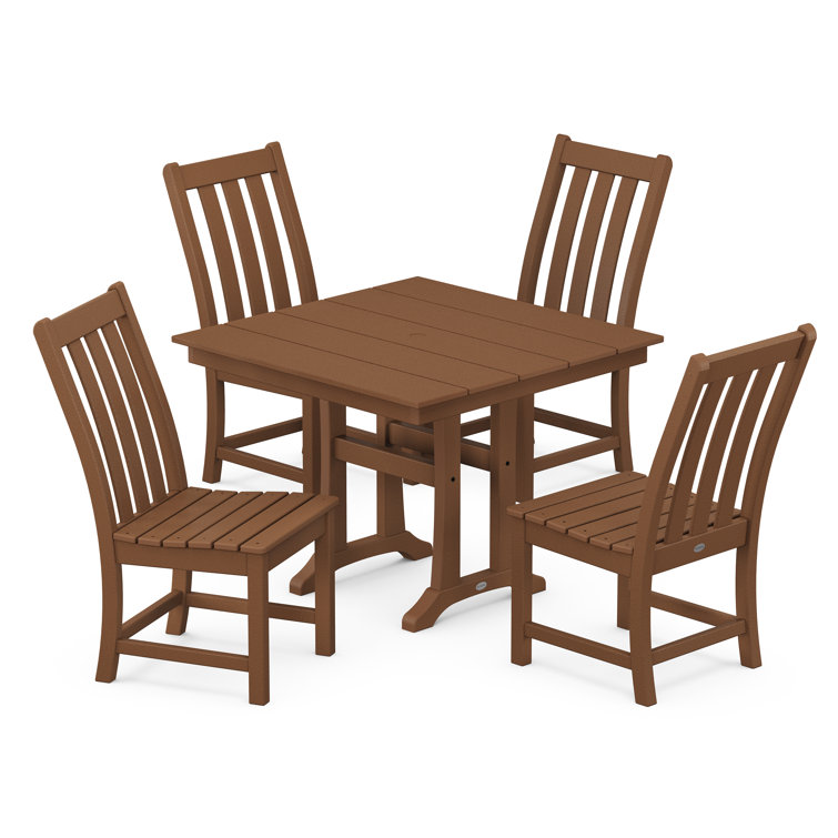 Vineyard Teak 5-Piece Trestle Farmhouse Dining Set for Four