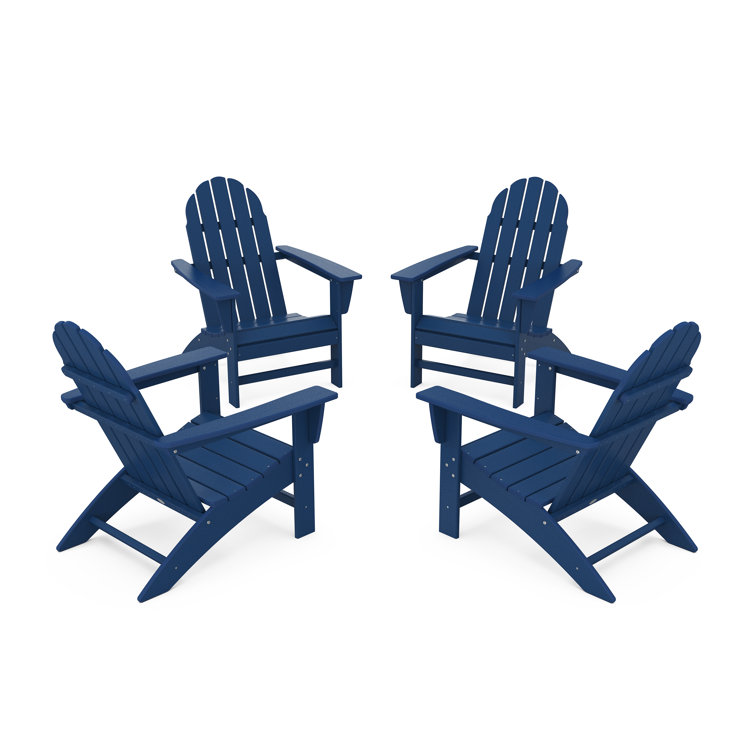 Navy Blue Polypropylene 4-Piece Adirondack Conversation Set