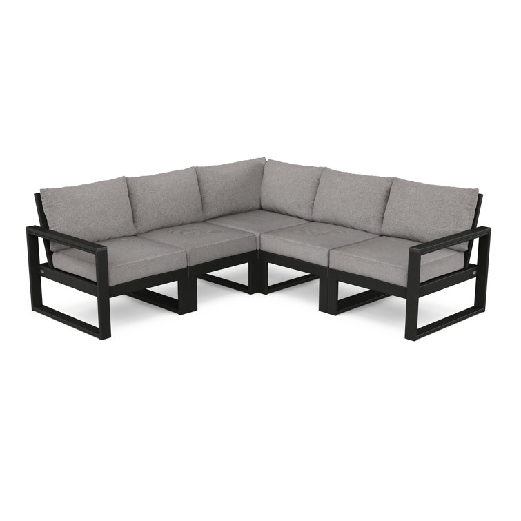 Black and Grey 5-Person Outdoor Modular Seating Set with Cushions