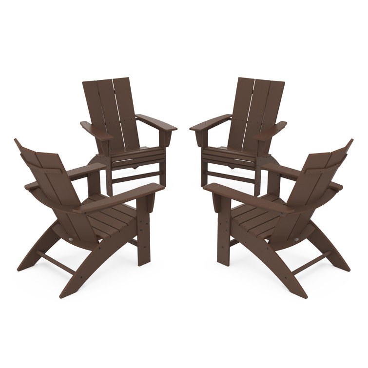 Mahogany Modern Plastic Adirondack Chair Set with Arms