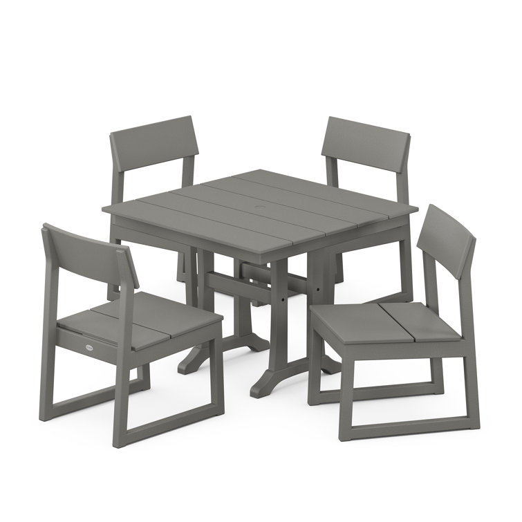 Edge Slate Grey 4-Person HDPE Dining Set