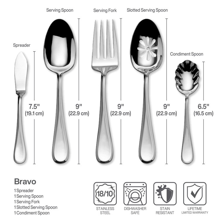 Bravo 65-Piece Stainless Steel Flatware Set with Facets