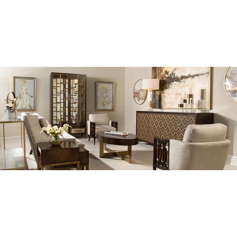Gold and Glass Console Table with Storage Shelf