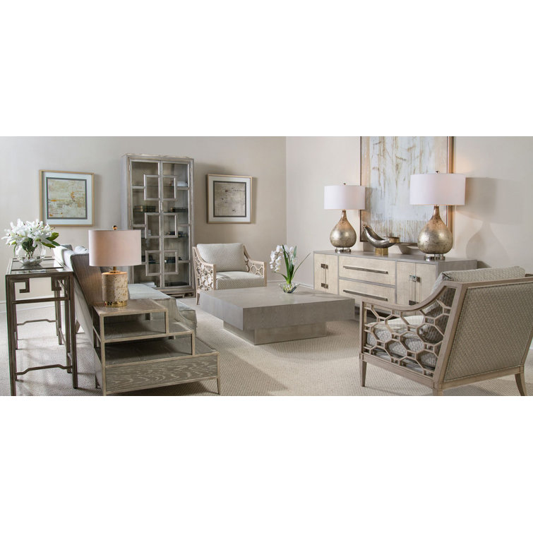 Weathered Silver Glass Table Lamp with Linen Shade