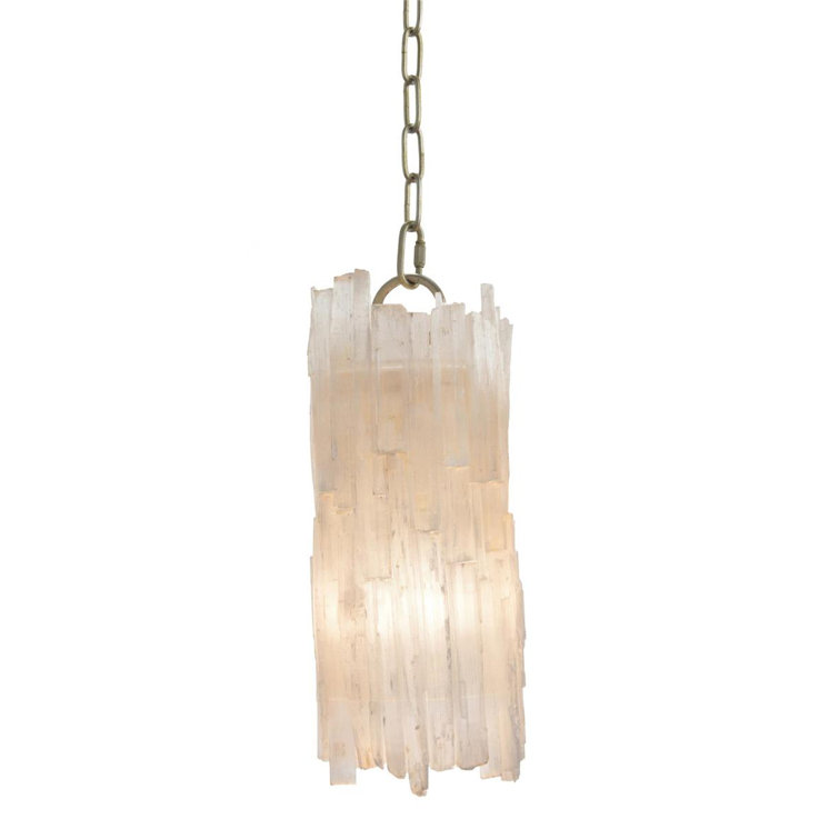 Mini Silver Crystal Pendant Light with Selenite Shade