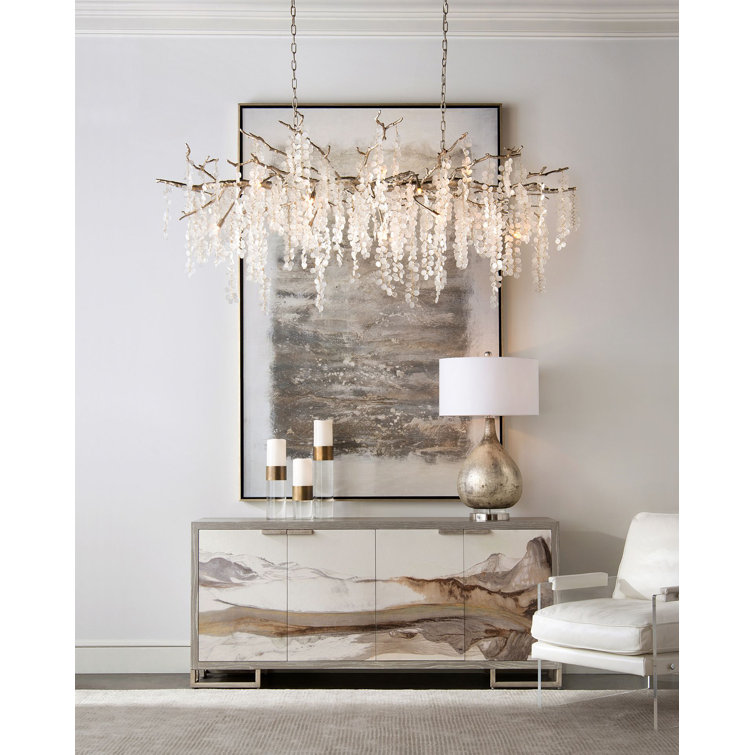 Weathered Silver Glass Table Lamp with Linen Shade