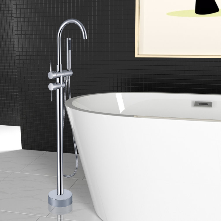Chrome Freestanding High Arc Tub Filler with Lever Handle