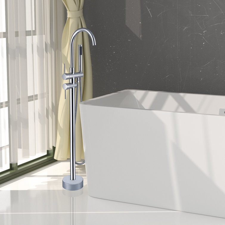 Chrome Freestanding High Arc Tub Filler with Lever Handle