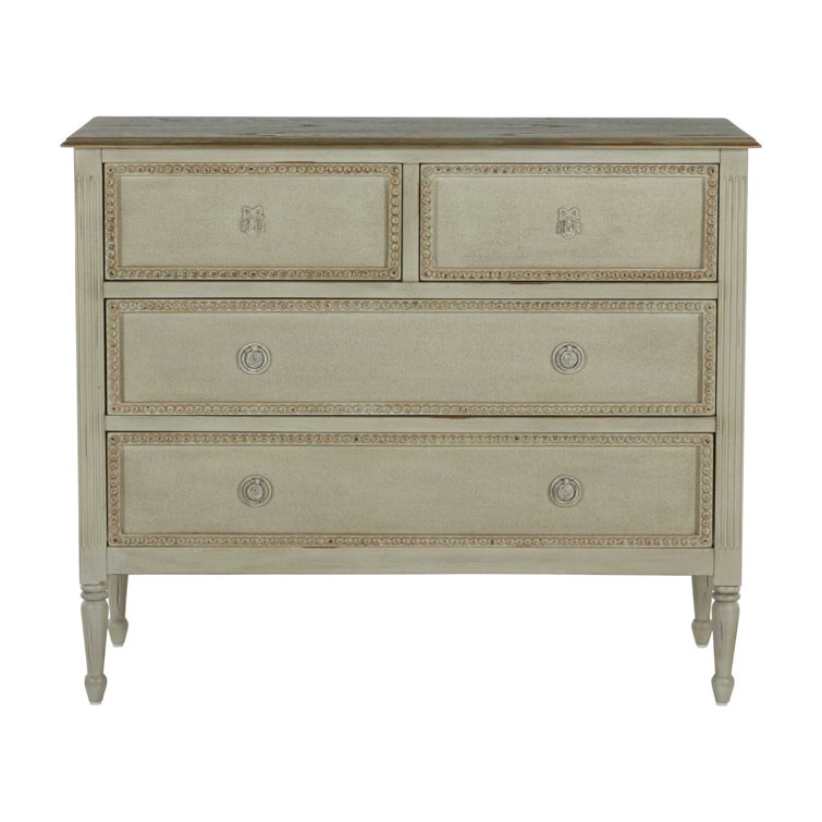Caroline Coastal Gray & White Mahogany 4-Drawer Chest