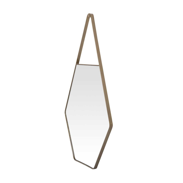 Lovell Hexagonal Brushed Gold Contemporary Wall Mirror
