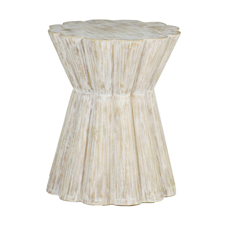 Contemporary White Wood & Glass 24" Round Side Table
