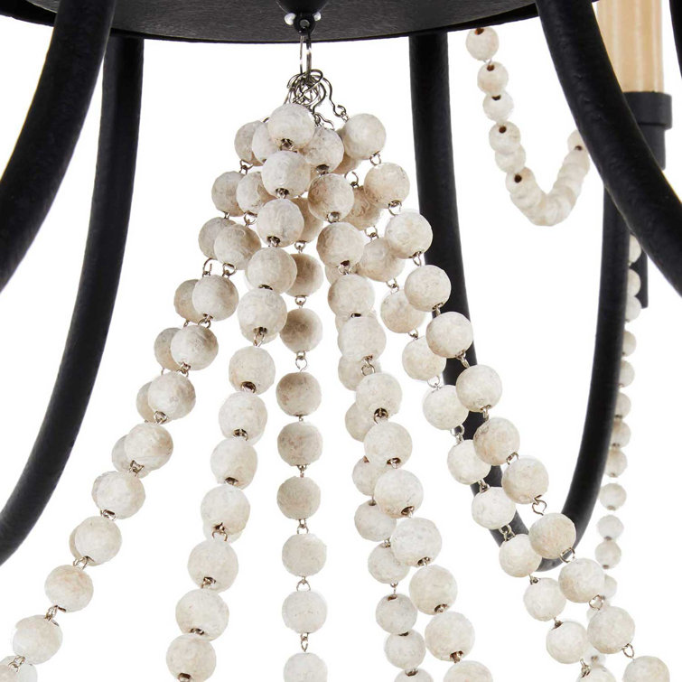 Rustic Black Beaded 8-Light Empire Chandelier with Wax Drip Detail