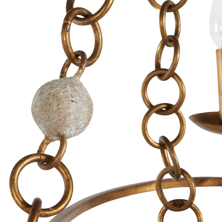 Carrie 24.5'' Gold and White Modern Coastal Beaded Chandelier