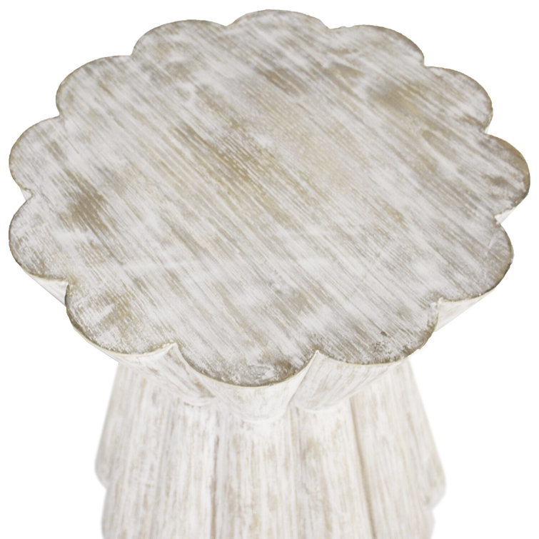 Contemporary White Wood & Glass 24" Round Side Table