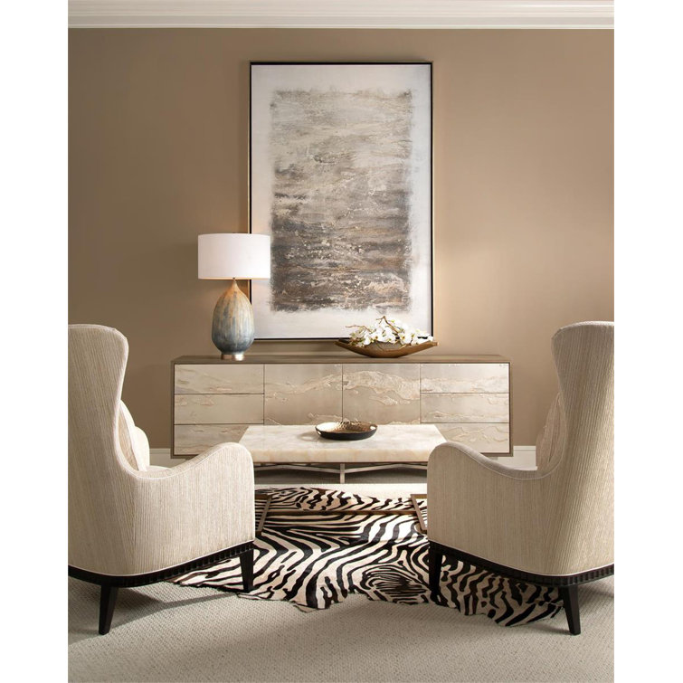 Elegant Rectangular Calcite and Metal Coffee Table