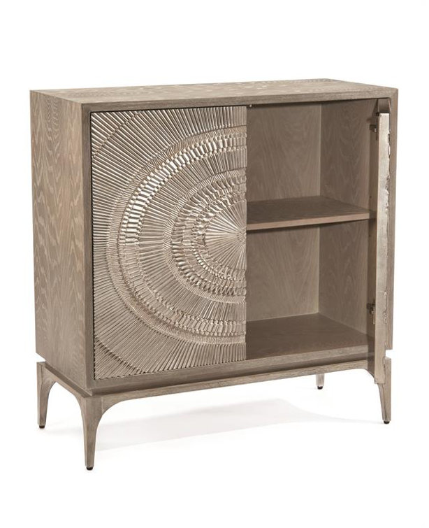 Gray Oak Two-Door Accent Cabinet with Adjustable Shelving