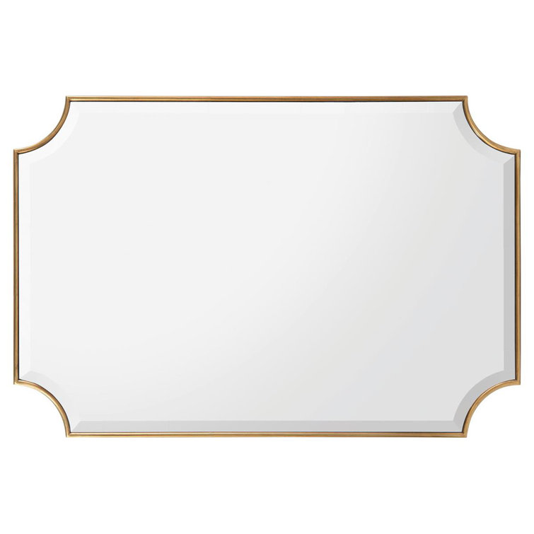 Scalloped Gold Frame Rectangular Wood Wall Mirror 28"x42"