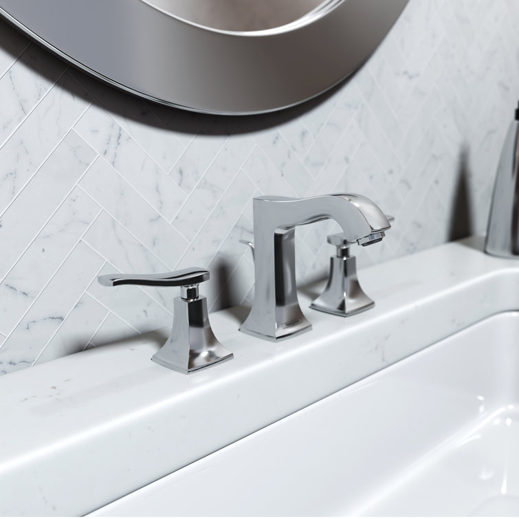 Polished Nickel Brass Widespread Bathroom Faucet with Dual Handles