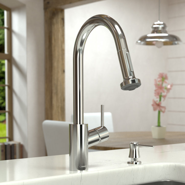 Talis S² 16'' Steel Optik Modern Pull-Down Kitchen Faucet with Brass Construction