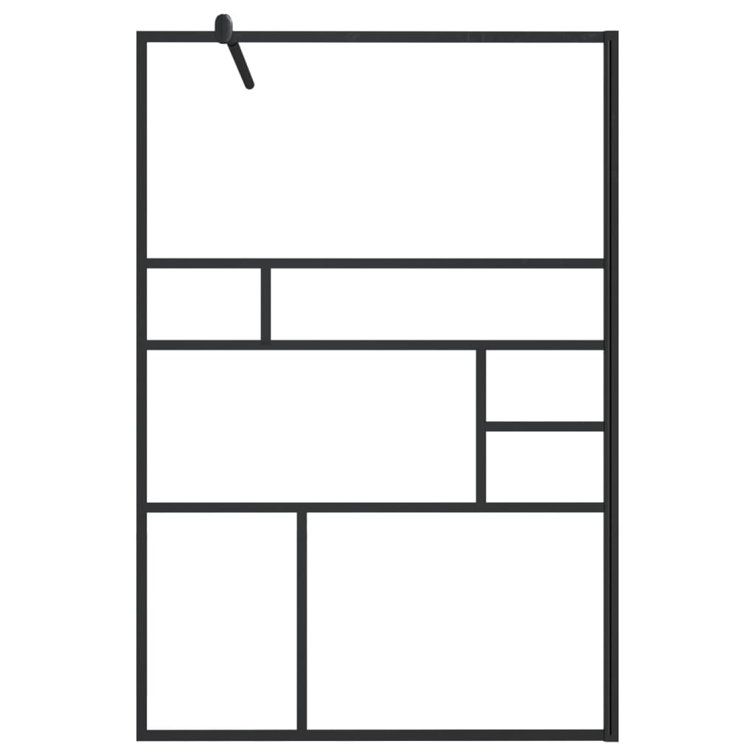 Modern Black Aluminum and Clear ESG Glass Walk-In Shower Wall