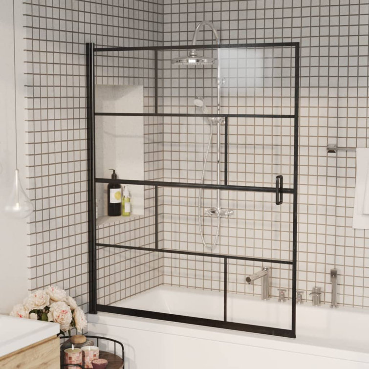 Black Aluminum and Glass Framed Rectangle Shower Enclosure