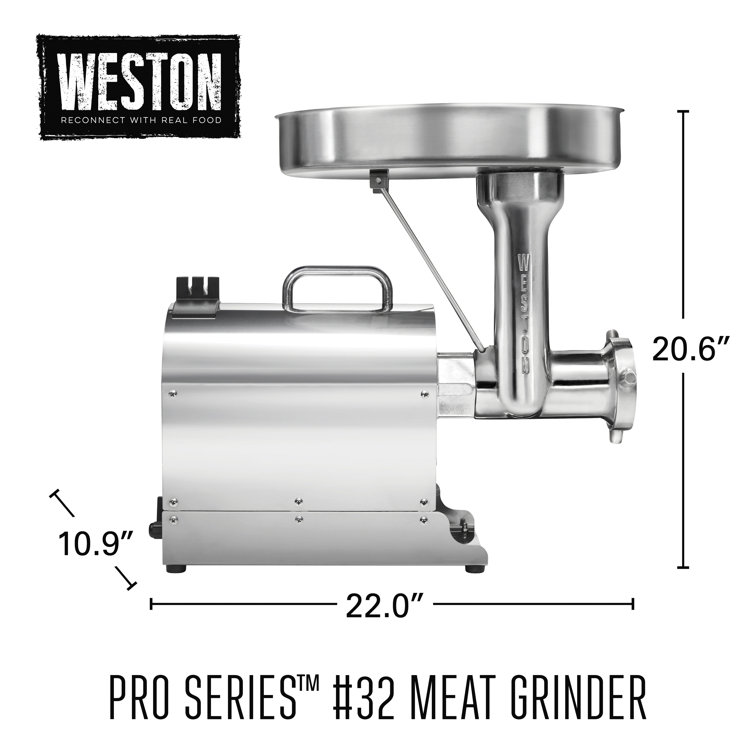 Weston Pro Series Stainless Steel Electric Meat Grinder with Sausage Stuffer